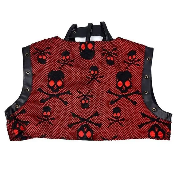 NWT Charmian Goth Steel Boned Steampunk Bustiers Corset Jacket Belt Medium Skull - Picture 9 of 10